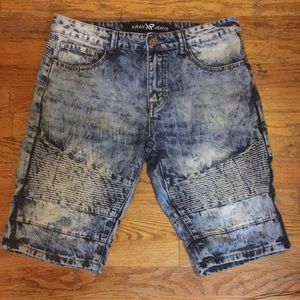 Blue Moto Jean Shorts